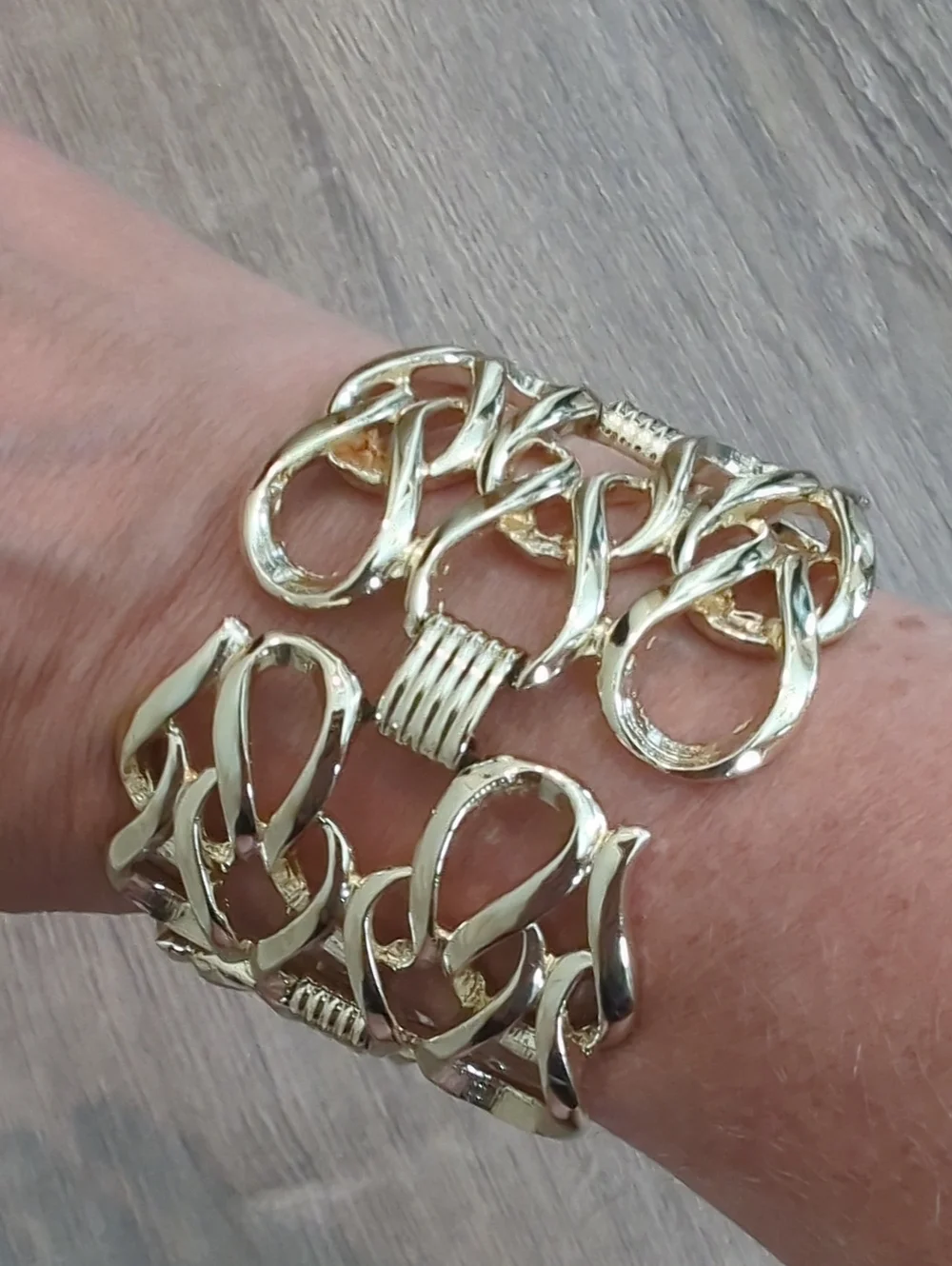 Vintage Sarah Coventry Wide Gold Statement Panel Bracelet